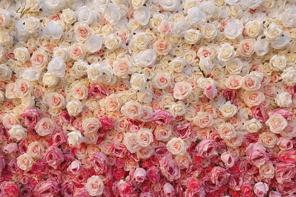 5D Luxury White and Red Gradient Rose Artificial Flower Wall